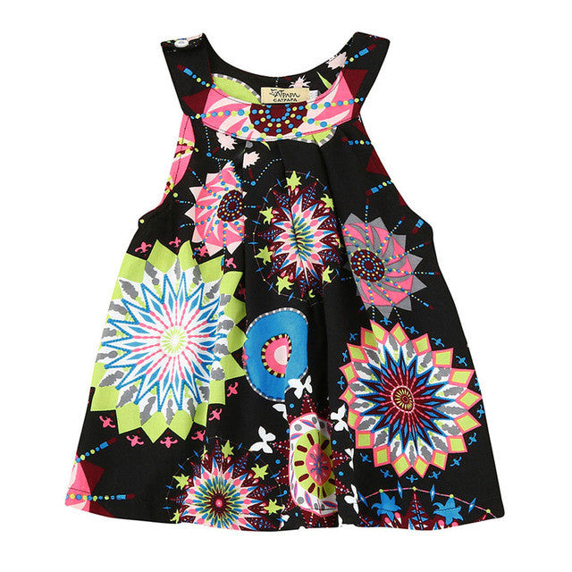 Girls dresses Toddler Baby Kids Girls Flower Bohemian Princess Dress Beach Sundress Clothes drop shipping girl dress DROP SHIP