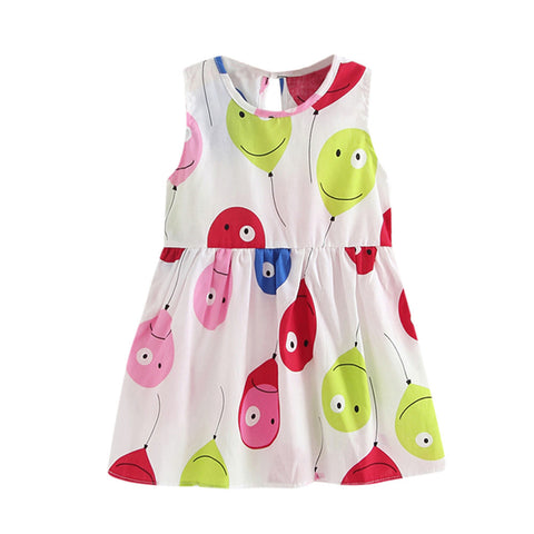 2017 New Design Girls Dress summer cute cartoon Balloon Printing Children Dress Cloth Party Vestidos Infants Dress Dresses