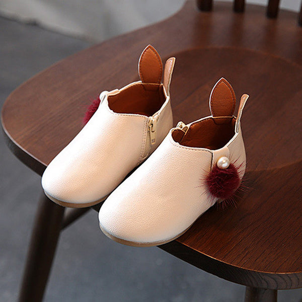 Toddler Baby Girls Cute Rabbit Ears Ball Sneaker Boots Zipper Casual Shoes Rubber Boots Baby Shoes Girls mini melissa sneakers