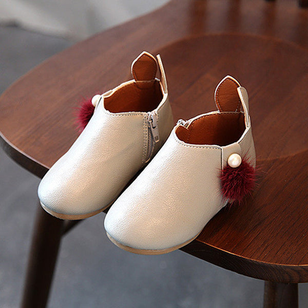 Toddler Baby Girls Cute Rabbit Ears Ball Sneaker Boots Zipper Casual Shoes Rubber Boots Baby Shoes Girls mini melissa sneakers