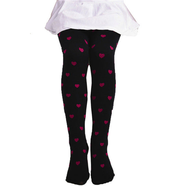 2017 Lovely Children Girls Footed Heart Dots Tights Stockings Ballet Candy Colors cotton Heart Print Tight Stocking Pantyhose