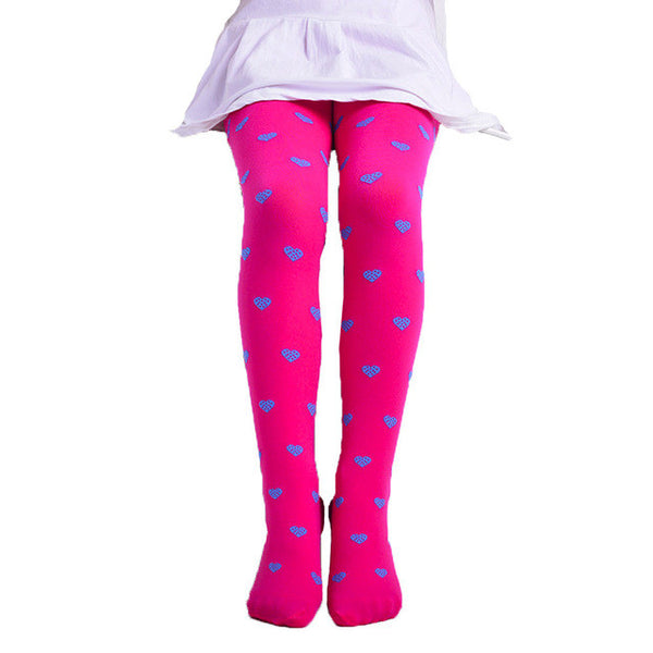 2017 Lovely Children Girls Footed Heart Dots Tights Stockings Ballet Candy Colors cotton Heart Print Tight Stocking Pantyhose