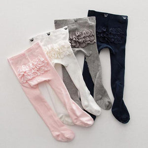 4 Colors Baby Girls Cotton Tights Lace Princess  Stockings Slim Pants Pantyhose PP Bottoms Tights For Girls Children