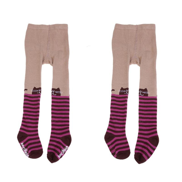 Kids Girls Baby Soft Pantyhose Tights Cat Stripe Jacquard Stocking Cotton Baby Tights Pantyhoses for For Kid Children