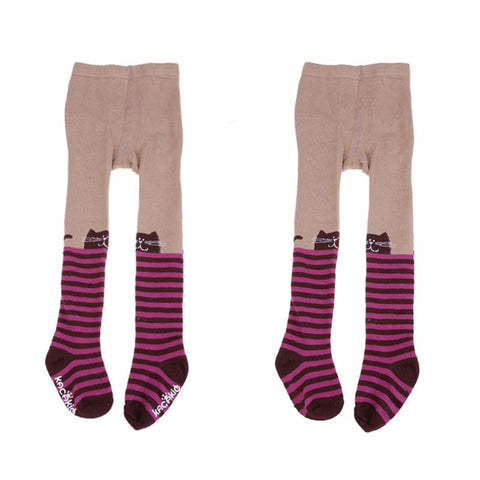Kids Girls Baby Soft Pantyhose Tights Cat Stripe Jacquard Stocking Cotton Baby Tights Pantyhoses for For Kid Children