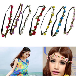Hot Sale Flower Headband Beautiful Rose Flower Headbands For Girls Bohemian Style Wreath Wedding Floral Garland Hair Accessories