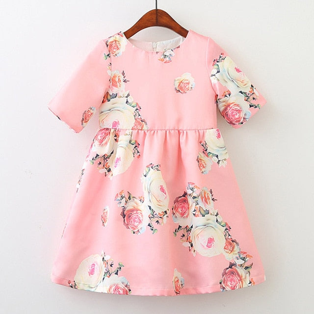 Bear Leader Girls Dresses 2018 New Brand Princess Clohting Printing Flower Short-sleeve Sweet Dresses For 3-8 Years' Baby Girls