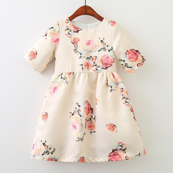Bear Leader Girls Dresses 2018 New Brand Princess Clohting Printing Flower Short-sleeve Sweet Dresses For 3-8 Years' Baby Girls