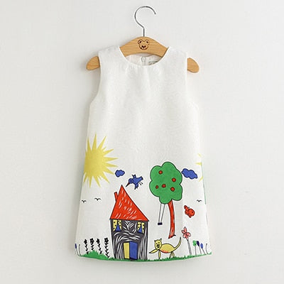 Bear Leader Girls Dress Spring Style 2018 Brand Princess Dresses European and American Style Flowers Printing Children Clothing