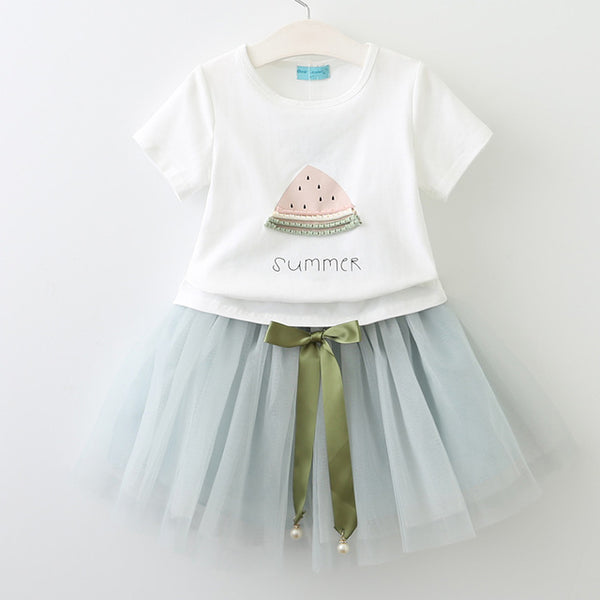 Bear Leader Girls Dress 2018 Cute Princess Dresses Summer Style Pink Stripend Sleeveless Shirt+Mesh Dress 2Pcs for Girls Clothes