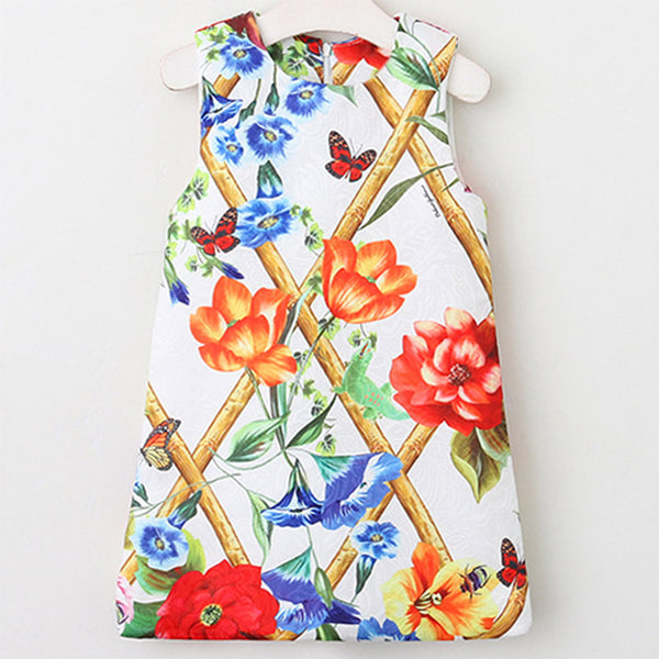 Bear Leader Girls Dresses 2018 New Brand Princess Girl Clothing Pattern Printing Sleeveless Baby Girls Party Dress For 3-8 Years