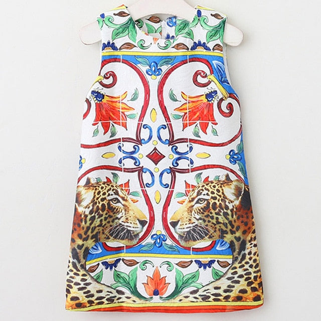 Bear Leader Girls Dresses 2018 New Brand Princess Girl Clothing Pattern Printing Sleeveless Baby Girls Party Dress For 3-8 Years