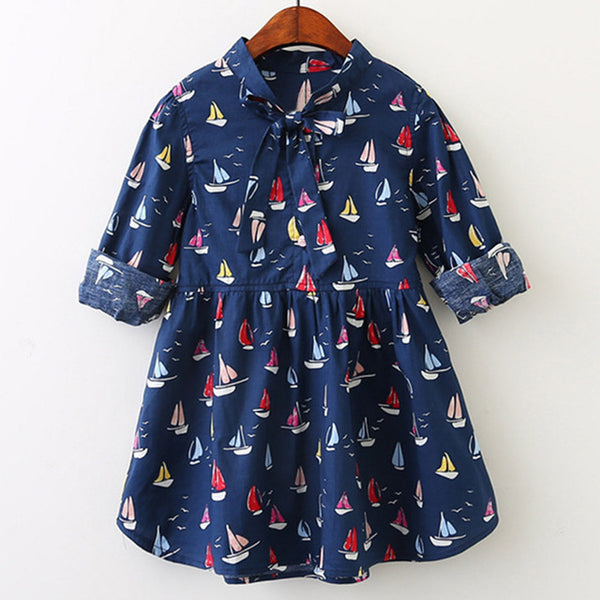 Bear Leader Girls Dress 2018 New Spring Brand Girls Clothes England Style Printing Bow Design Baby Yellow Girls Dress For 3-7Y