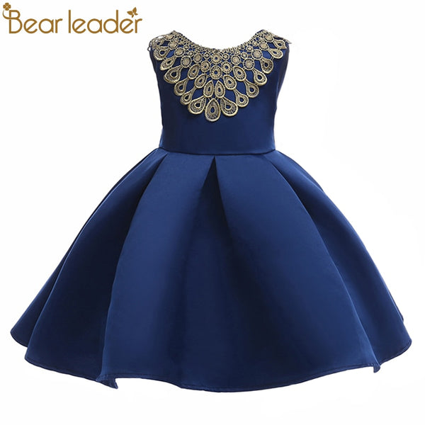 Bear Leader Girls Dress 2018 European and American Style Princess Dresses Back Bowknot Phnom Penh Party Dresses For 3-8 Year