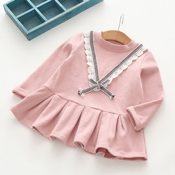 Bear Leader Girls Dress 2018 Spring Girls Dresses Long Sleeve Blanck&White Striped Mesh Design Princess Dress Children Clothing