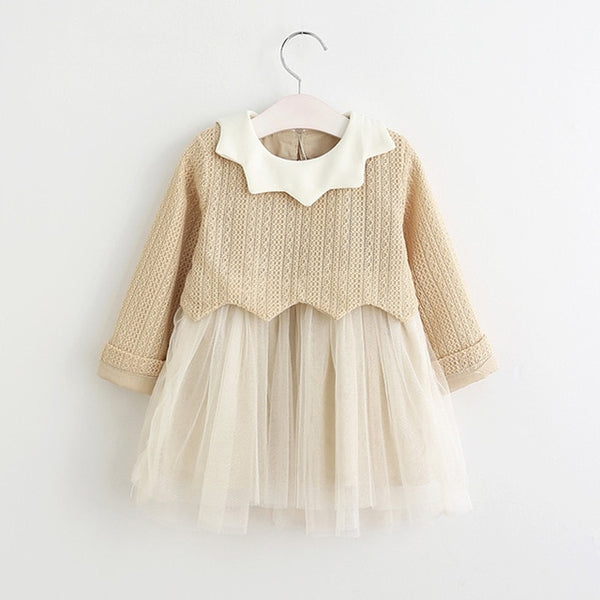 Bear Leader Girls Dress 2018 Spring Girls Dresses Long Sleeve Blanck&White Striped Mesh Design Princess Dress Children Clothing