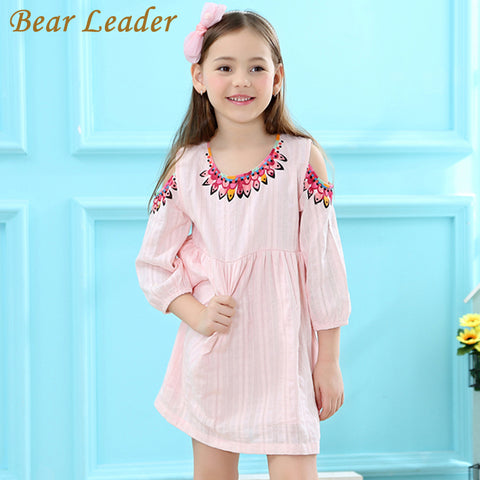 Bear Leader Girls Dress 2018 Brand Princess Dress Summer Style Dew Shoulder Design for Girls Dress 3-7Years Children Clothing