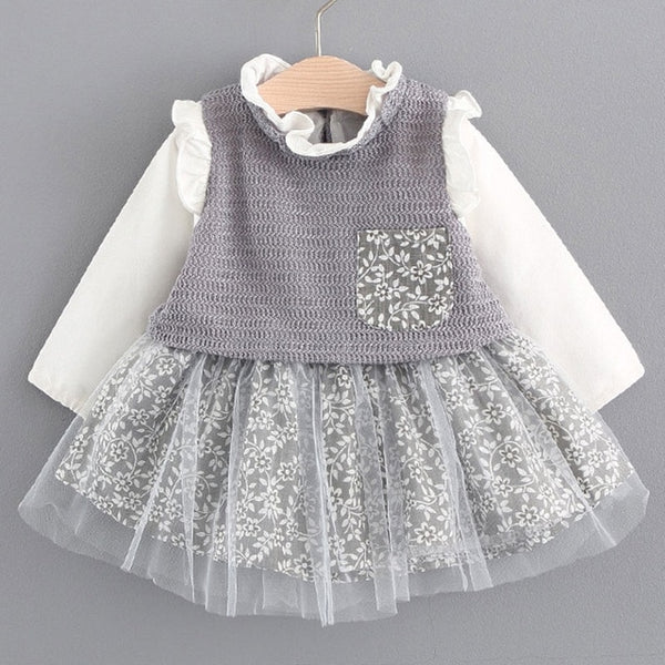 Bear Leader Girls Dress 2018 Spring Brand Baby Girls Blouse Lace Crew Neck Kids Shirts Children Clothing Dress For 6-24M