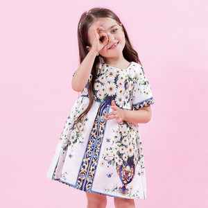 Bear Leader Girls Dress 2018 New Spring European and American Style Princess Dresses Flowers Printing Children Clothing For 3-8Y