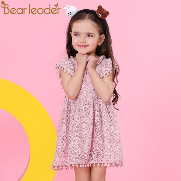 Bear Leader Girls Dress 2018 New Summer Brand Girls Clothes Lace Petal Sleeve Design Baby Girls Dress Party Dress For 3-7 Years