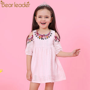 Bear Leader Girls Dress 2018 New Brand Summer Style Dew Shoulder Design Princess Dress Children Clothing Girls Dress For 3-7Y