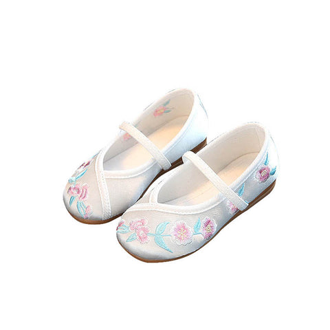 Kids Casual Cloth Shoes Sneakers for Toddler Girls Boys with Handmade Floral Embroidery BM88