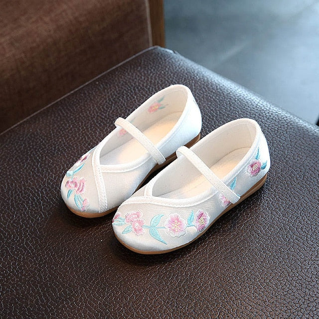Kids Casual Cloth Shoes Sneakers for Toddler Girls Boys with Handmade Floral Embroidery BM88