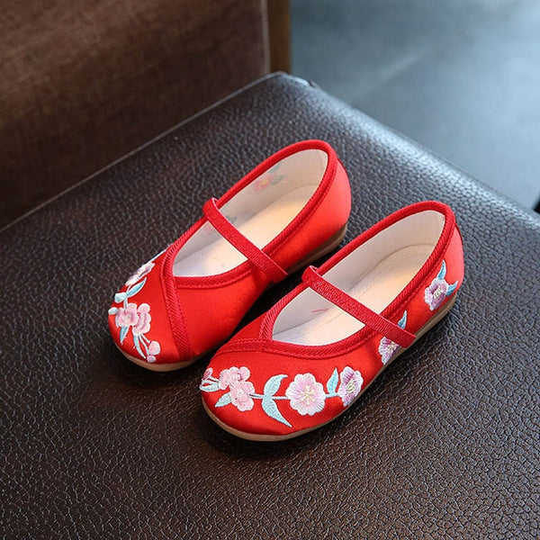 Kids Casual Cloth Shoes Sneakers for Toddler Girls Boys with Handmade Floral Embroidery BM88