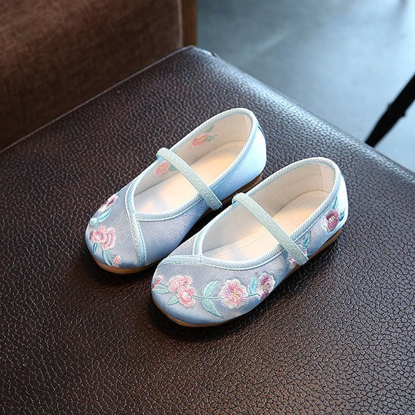 Kids Casual Cloth Shoes Sneakers for Toddler Girls Boys with Handmade Floral Embroidery BM88
