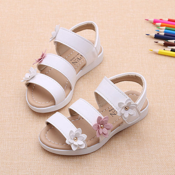Summer Beach Baby Girl Flat Sandals Strappy Flowers Kids Toddler Shoes BM88