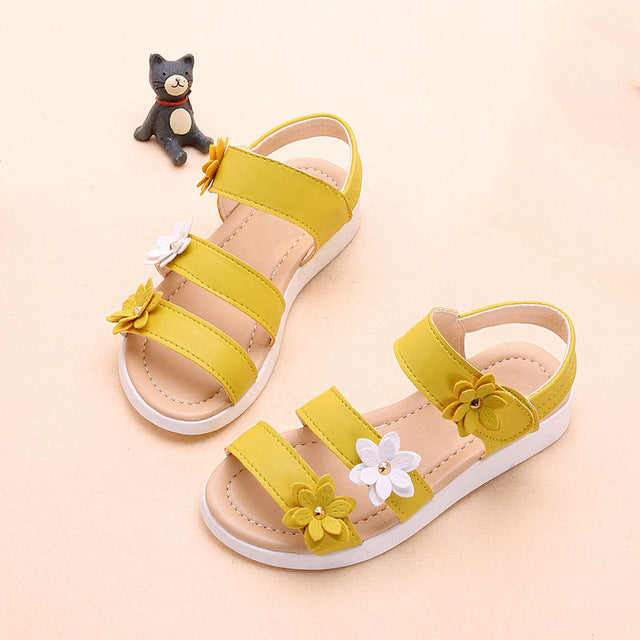 Summer Beach Baby Girl Flat Sandals Strappy Flowers Kids Toddler Shoes BM88