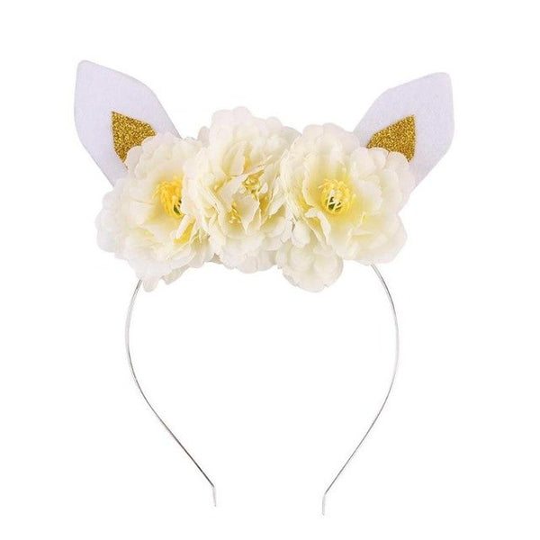 Flowers Headband Birthday Gifts Cat Ear Headwear Kids Hair Accessories for Girls Ghildren Party Headdress Decorations