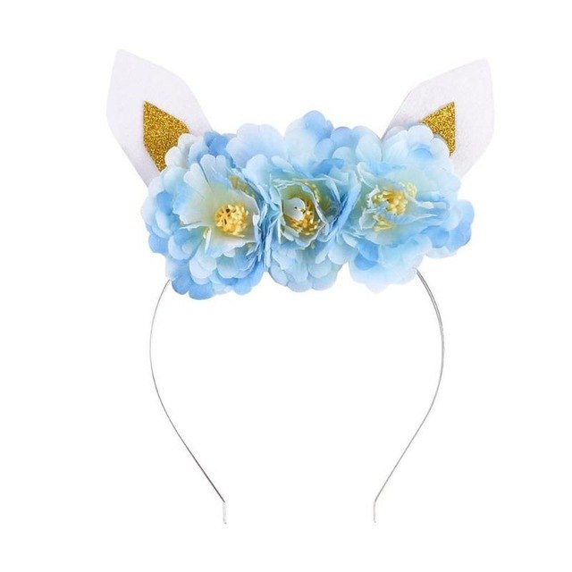 Flowers Headband Birthday Gifts Cat Ear Headwear Kids Hair Accessories for Girls Ghildren Party Headdress Decorations