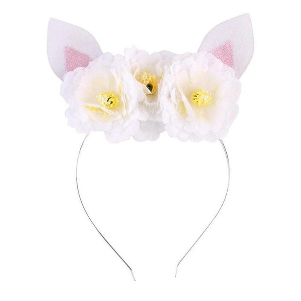 Flowers Headband Birthday Gifts Cat Ear Headwear Kids Hair Accessories for Girls Ghildren Party Headdress Decorations