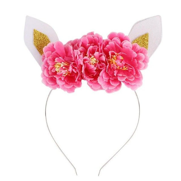 Flowers Headband Birthday Gifts Cat Ear Headwear Kids Hair Accessories for Girls Ghildren Party Headdress Decorations