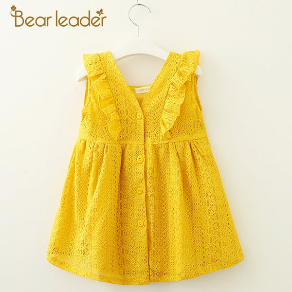 Bear Leader Girls Dresses 2018 New Summer Brand Kids Princess Dress Lace Petal Sleeve  Design  for Baby Girls 6M-5 Years