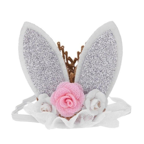 New Baby Kids 3 Pcs Flowers Lace Crown Rabbit Ears Cute Headband Girls Birthday Party Princess Hairband Child Hair Accessory