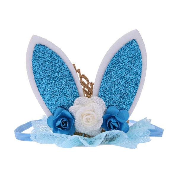 New Baby Kids 3 Pcs Flowers Lace Crown Rabbit Ears Cute Headband Girls Birthday Party Princess Hairband Child Hair Accessory