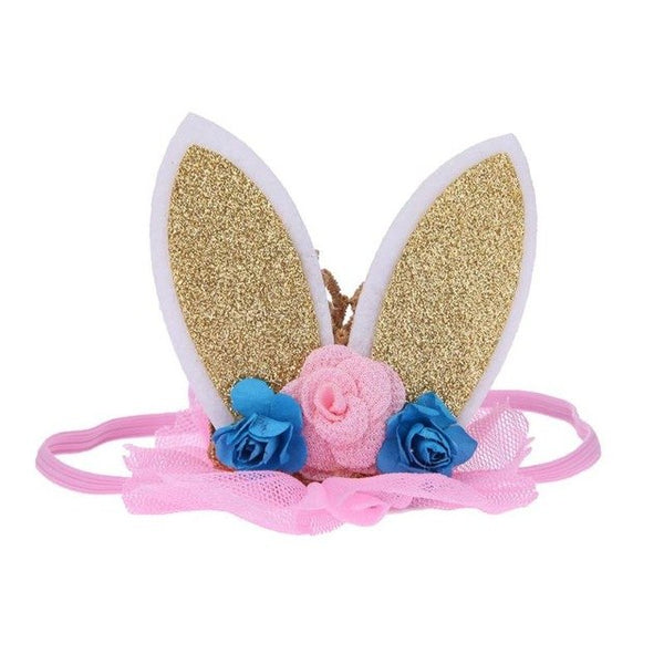 New Baby Kids 3 Pcs Flowers Lace Crown Rabbit Ears Cute Headband Girls Birthday Party Princess Hairband Child Hair Accessory