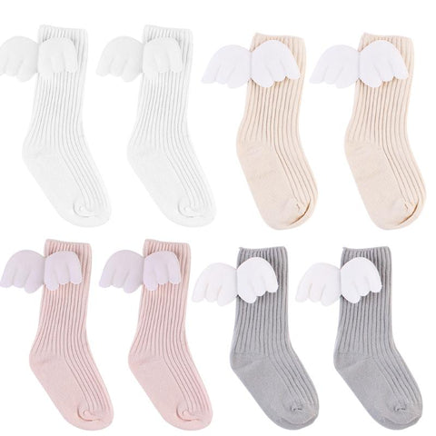 Newborn Baby Knee High Socks Leg Warmer Toddler Boys Girls Wings Pattern Warm Stocking Cotton Infant Kids Anti Skid Long Socks