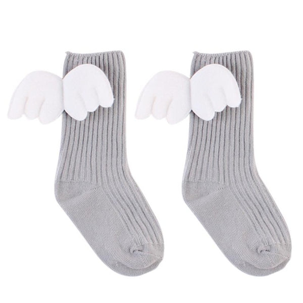Newborn Baby Knee High Socks Leg Warmer Toddler Boys Girls Wings Pattern Warm Stocking Cotton Infant Kids Anti Skid Long Socks