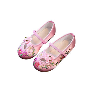 Kids Casual Cloth Shoes Sneakers for Toddler Girls Boys with Handmade Floral Embroidery BM88