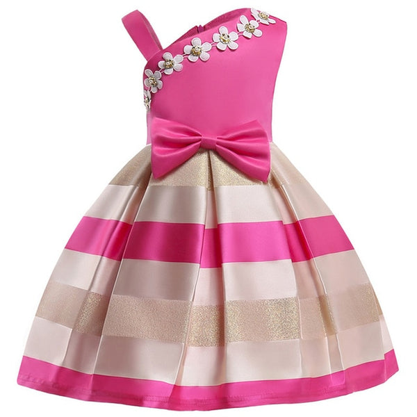 Bear Leader Girls Dresses 2018 New Girls Pearl Flower Party  Sleeveless Dress Strap Stripe  Princess Bow Dress For 3-8 Years