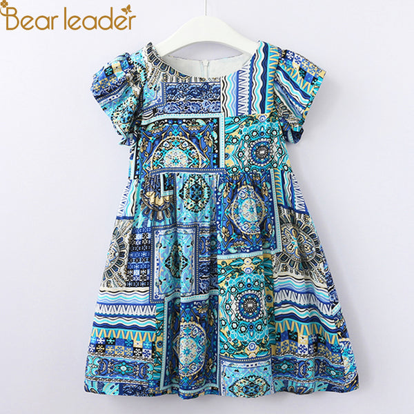 Bear Leader Girls Dresses 2018 New European And American Style Girls Printed Pattern Sleeveless Dress For 3-8Y Baby Dresses