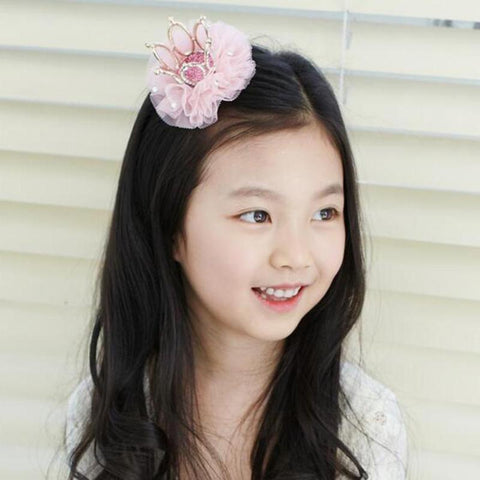 Baby Girls Cute Princess flower Bud Crown Hairclip Kids Mesh Hair Side Clips Hairpins Headwear Hair Accessories
