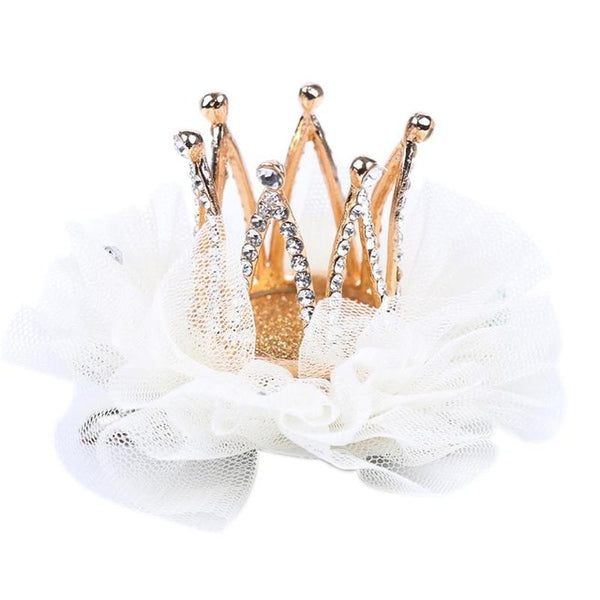 Baby Girls Cute Princess flower Bud Crown Hairclip Kids Mesh Hair Side Clips Hairpins Headwear Hair Accessories