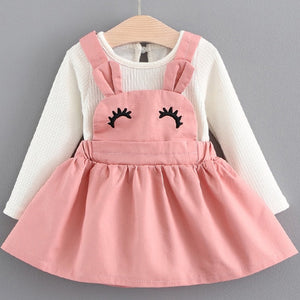 Bear Leader Girls Dresses 2018 New Fashion Autumn Baby Eyelash Curvy Rabbit Ear Sling Dress for 6-24M