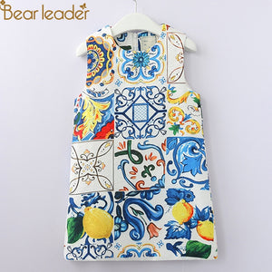Bear Leader Girls Dresses 2018 Europen And American Style Kids Sleeveless Floral Printing Clothing Dress Design 3-8Y Baby Dress