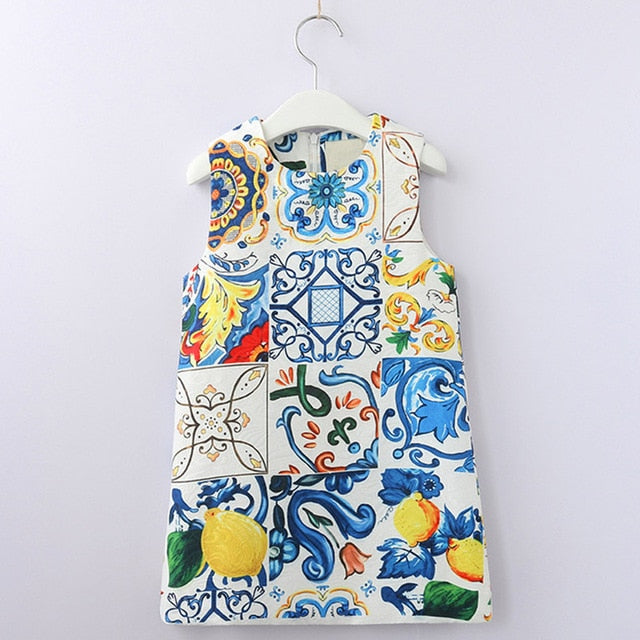 Bear Leader Girls Dresses 2018 Europen And American Style Kids Sleeveless Floral Printing Clothing Dress Design 3-8Y Baby Dress