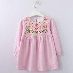 Bear Leader Girls Dress 2018 New Antumn Flower Embroidered Kids Dress Long Sleeve Dress For 3-11 Years